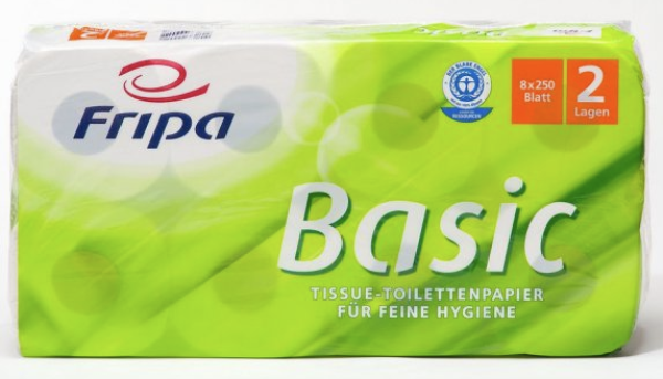 Fripa Toilettenpapierrollen Basic 2-lagig 8 Rollen